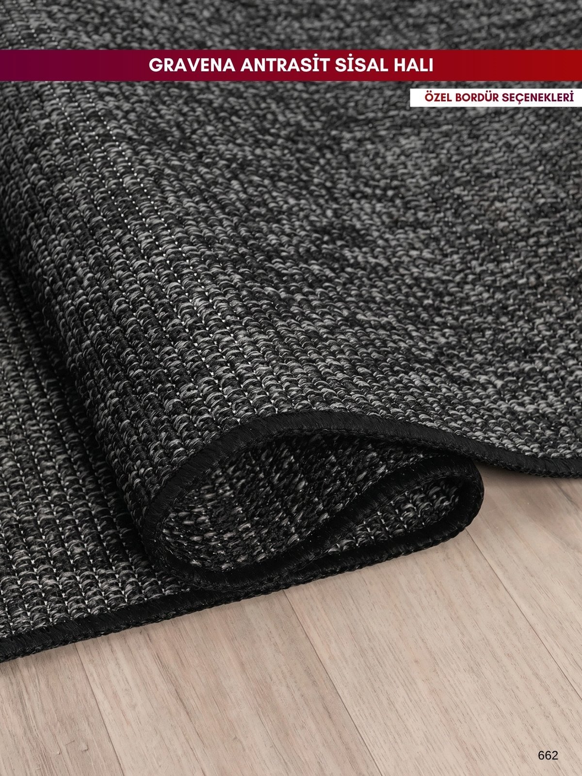 Gravena Antrasit Doğal Sisal Halı