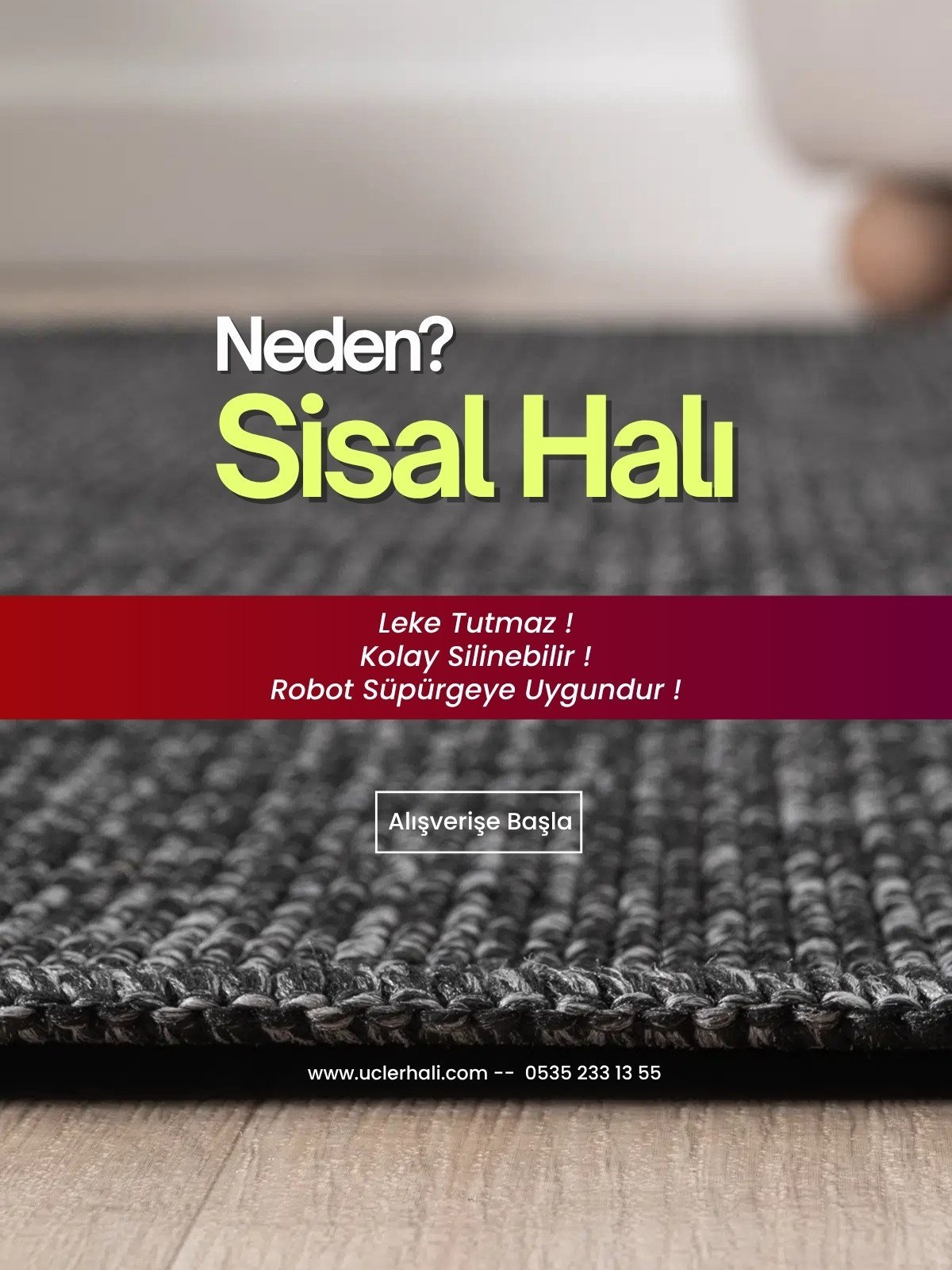 Gravena Antrasit Doğal Sisal Halı - Görsel 7
