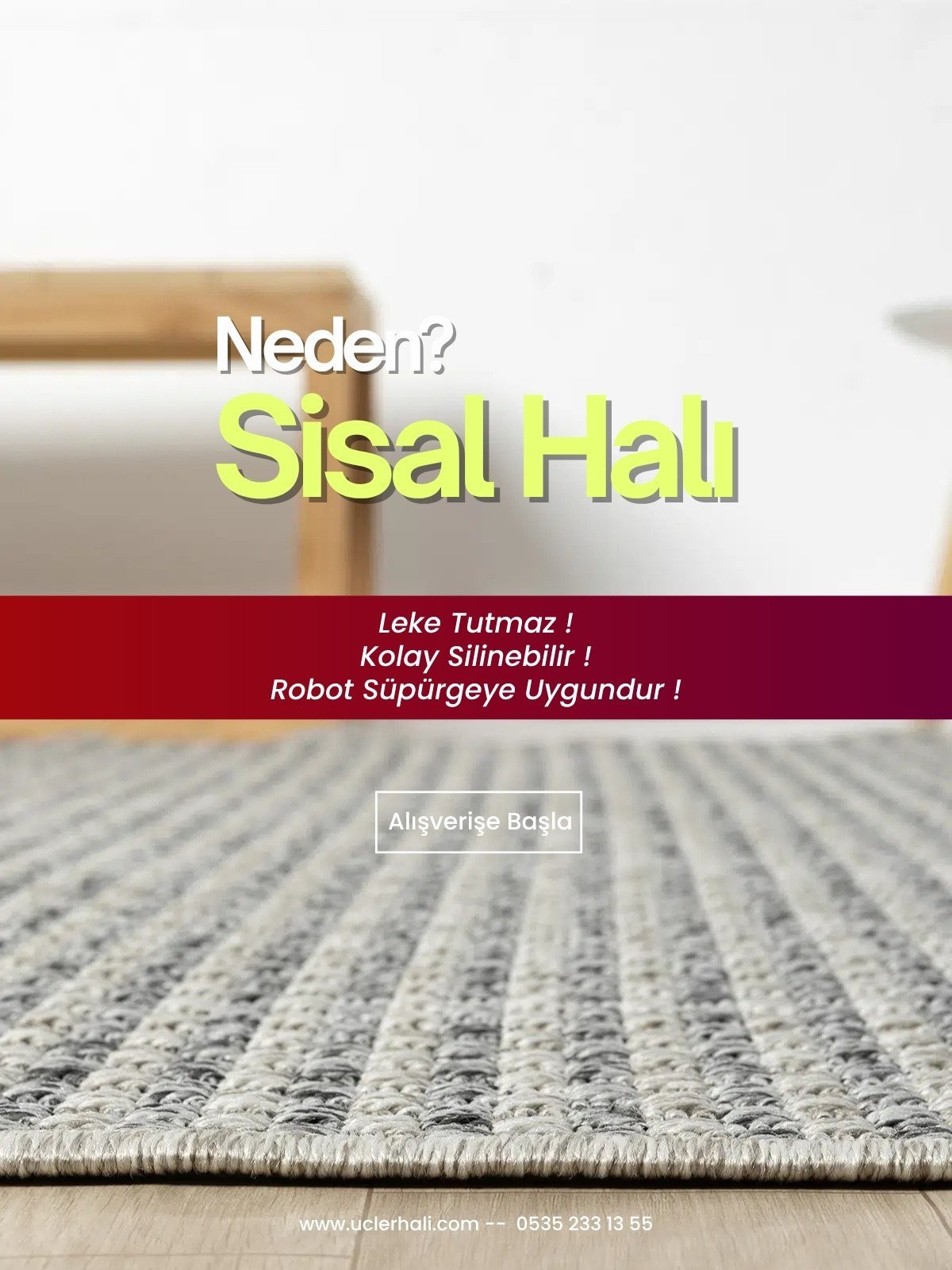 Grida Gri Doğal Sisal Halı - Görsel 7