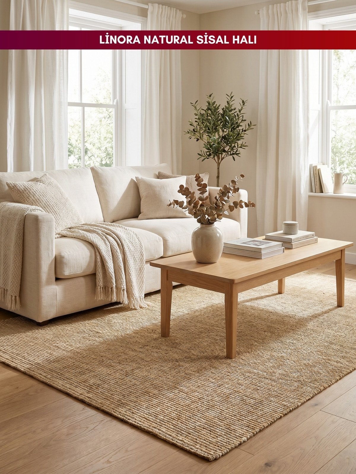 Linora Natural Doğal Sisal Halı