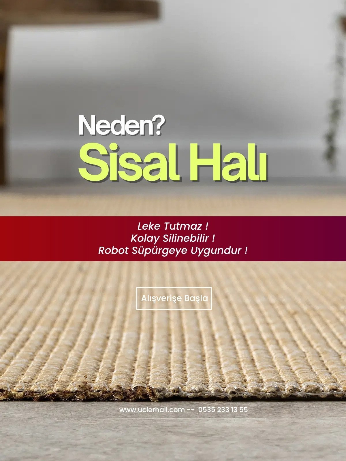 Linora Natural Doğal Sisal Halı - Görsel 7