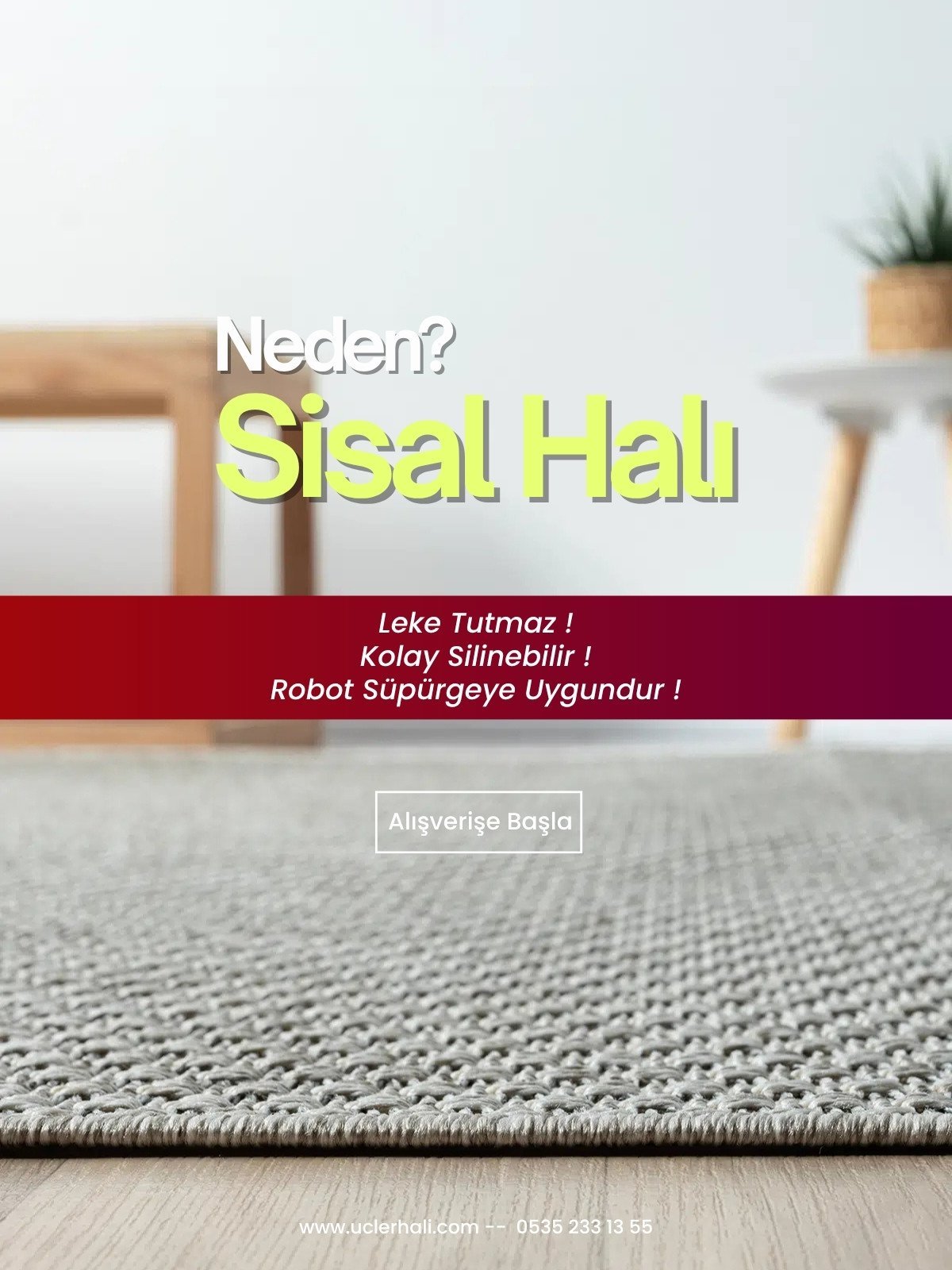 Livento Gri Doğal Sisal Halı - Görsel 7