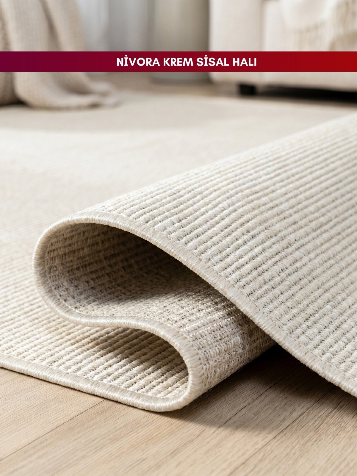 Nivora Krem Doğal Sisal Halı