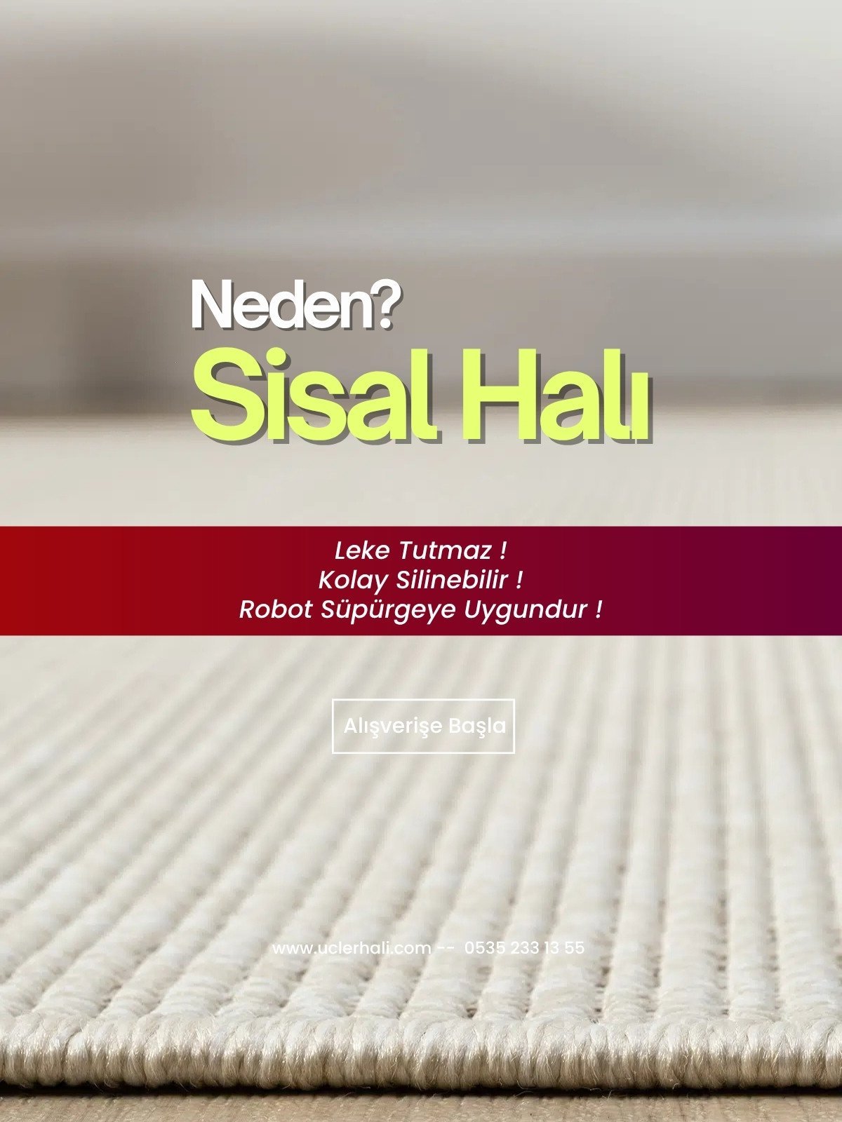 Nivora Krem Doğal Sisal Halı - Görsel 7