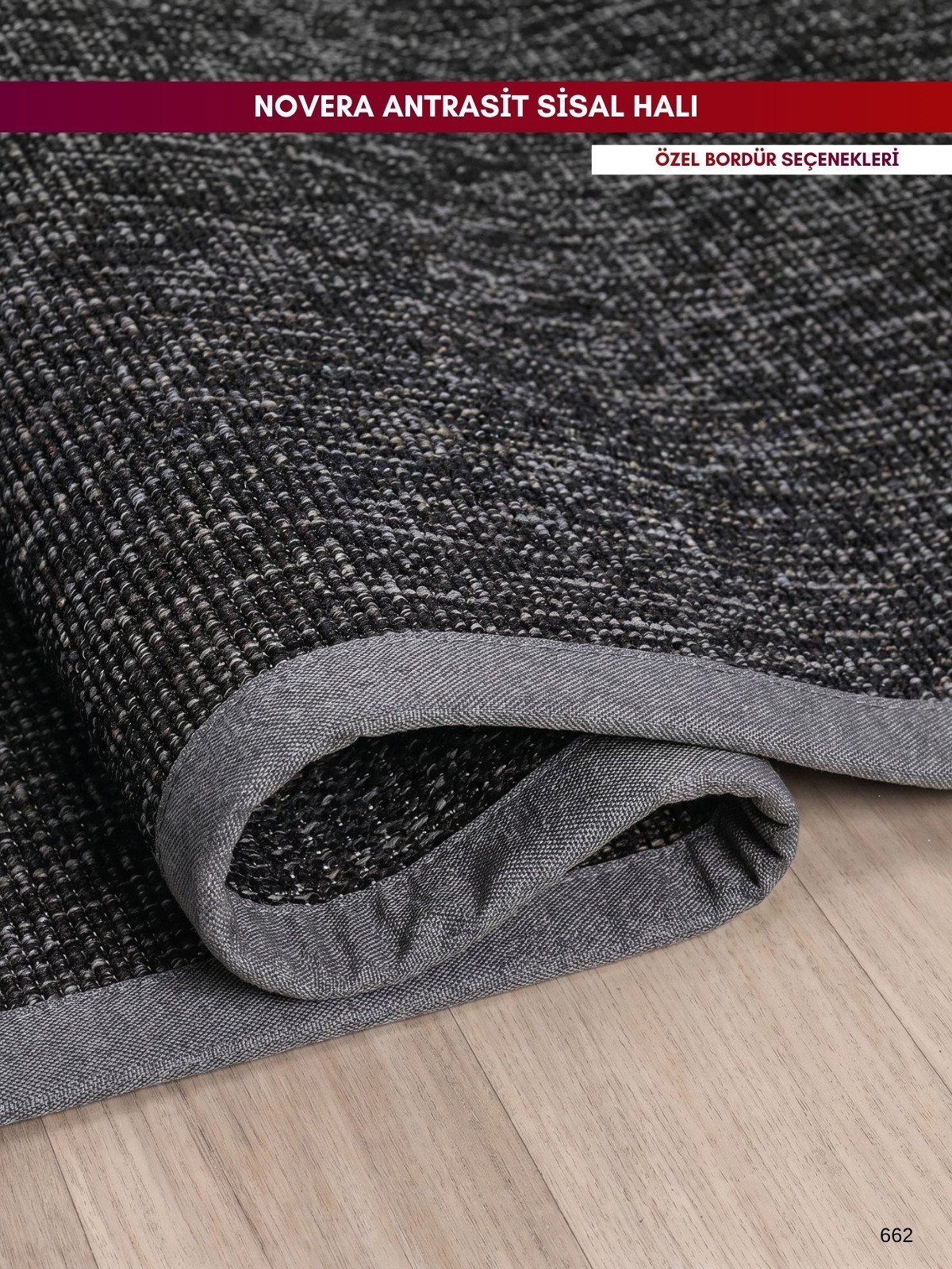 Novera Antrasit Doğal Sisal Halı